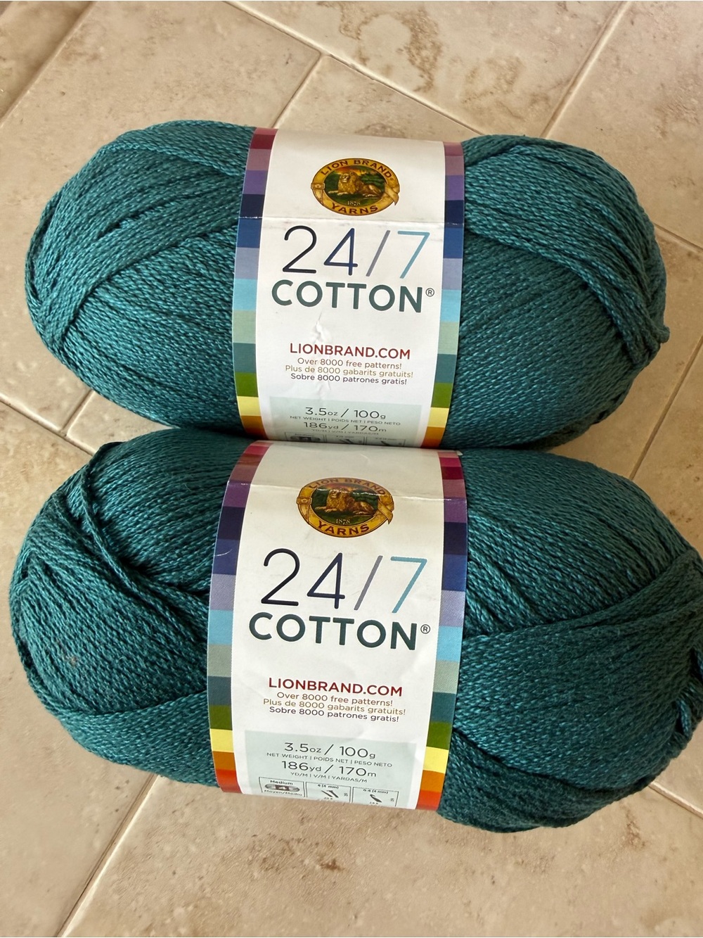 24/7 Cotton Yarn - Teal Dragonfly 2 Skeins